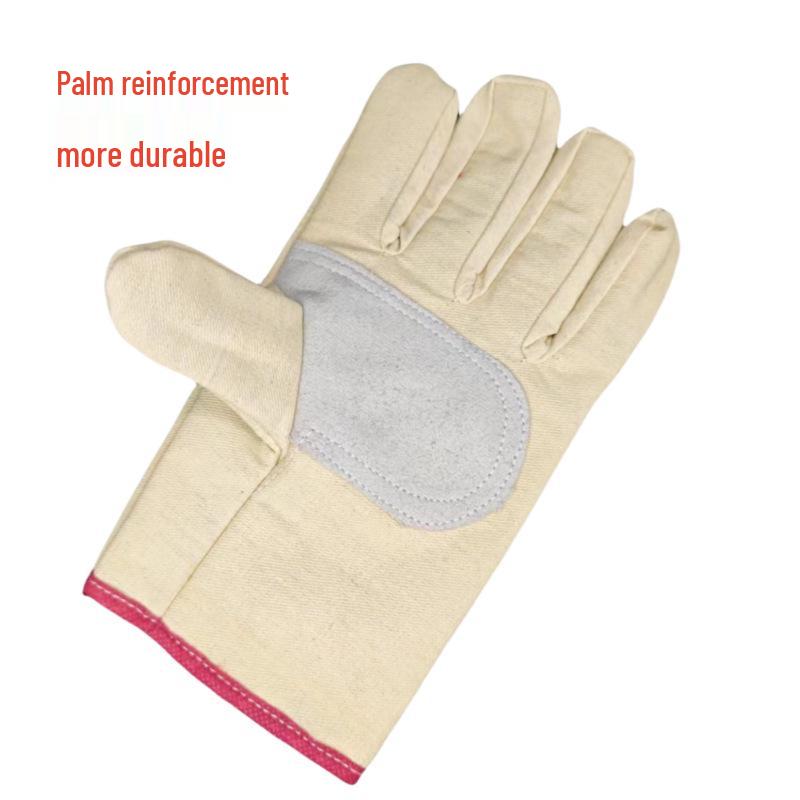Durable Double-Layer Canvas and Leather Work Gloves for Welding and Construction