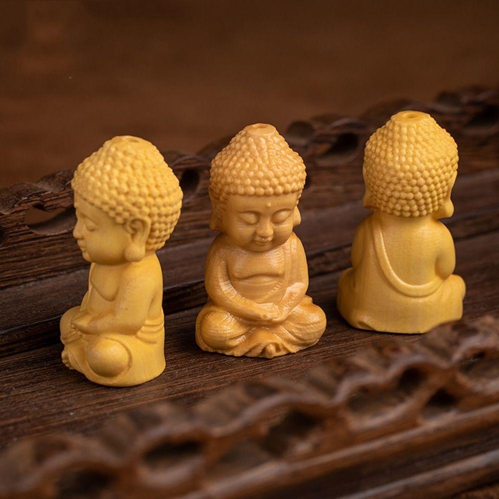 Wohndekor Buchsbaum Geschnitzt DIY Kleine Mönchsfiguren Schlüsselanhänger Anhänger Auto Ornament Buddha Statue