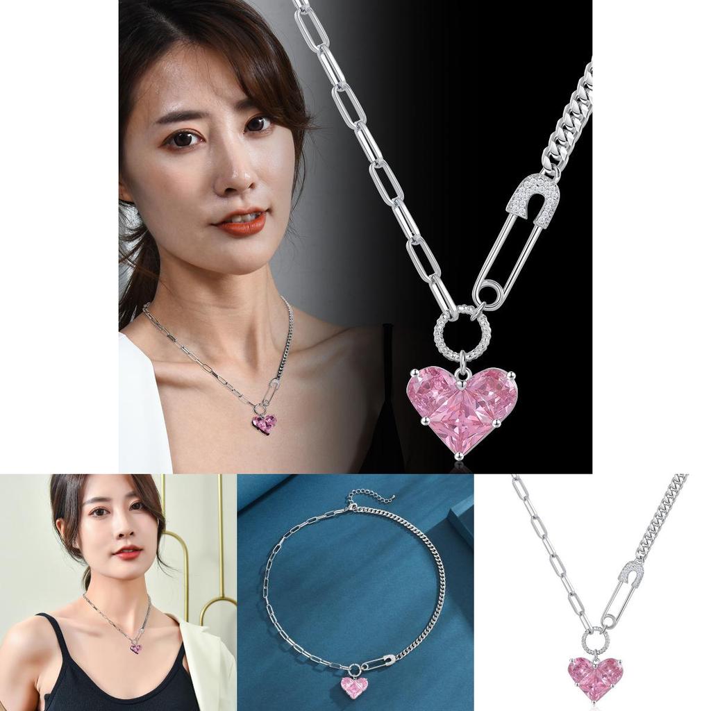 Elegant 2024 New Trendy Heart-shaped Necklace For Women With Mixed Gemstone Accents