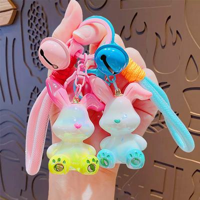 Creative Cartoon Gradual Change Electroplated Bunny Keychain Doll Pendant Couple Key Chain Schoolbag Pendant Small Gift