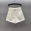 2025 Summer Women's High Waist A-line White Suit Shorts - Versatile, Slimming, Casual Wide Leg Fit