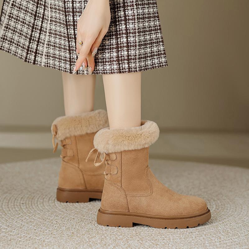 Augustine Snow Boots Women's 2025 New Winter Short Tube Thick-soled Plush Thickened Fluffy Martin Boots Ins Tide