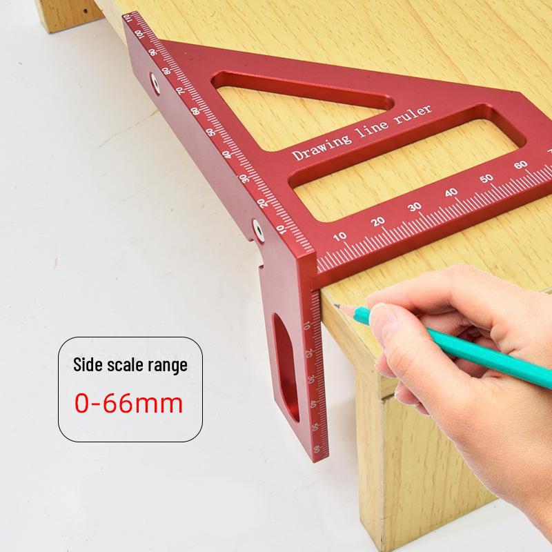 High-Precision Multifunctional Triangle Ruler, Thickened Square with 45° Angle, Stainless Steel & Aluminum Alloy for Woodworking & Decoration