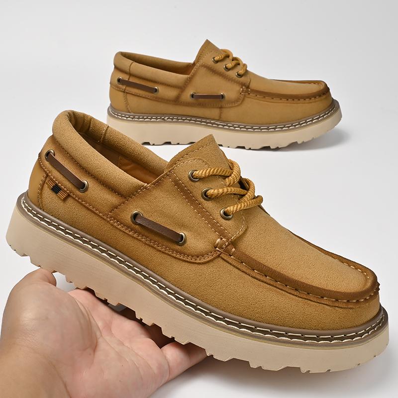 Fashion Outdoor Spring Men's Fashion Wear Resistant Big Head Workwear Shoes Brand Men's Comfortable Thick Bottom Casual Leather Shoes