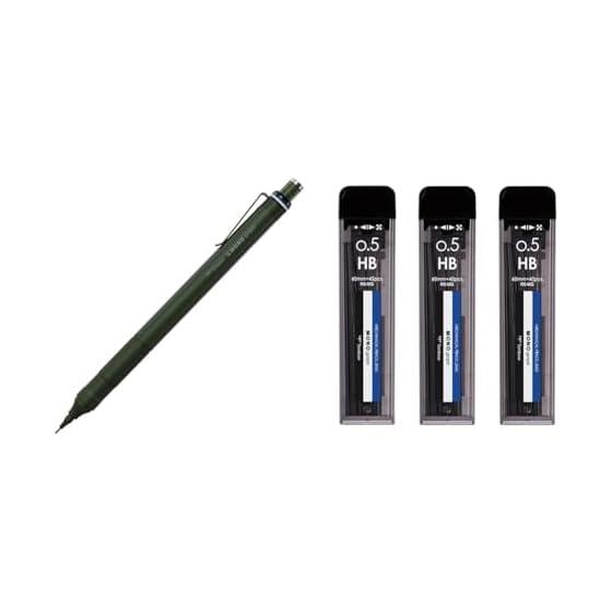 Tombow Pencil Mechanical Pencil 0.5mm MONO graph fine Green DPA-112D + Lead Refill HB 0.5mm MONO graph 3-pack ECG-322