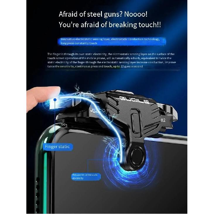 GT02 Mobile Phone Game Trigger Gamepad Joystick 6-Finger Aim Shooting L1 R1 Key Button Game Fingertips For PUBG Game Controller 5