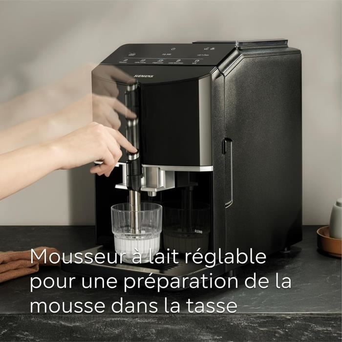 Siemens machine à café tout automatique eq300 ceramdrive milkperfect noir piano tf301e19
