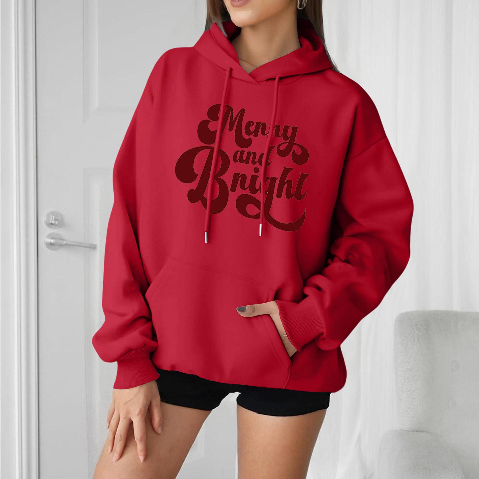 

Women s Loose Comfortable Casual Fashion Character Printed Hooded Long Sleeve Sweatshirt XL винный