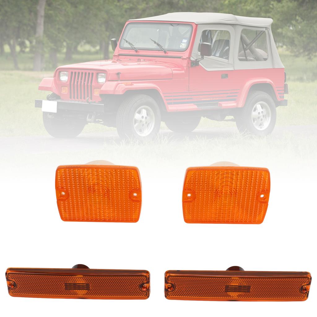 4PC Side Marker Light and Turn Signal Light Housings 56001378 Replacement for YJ