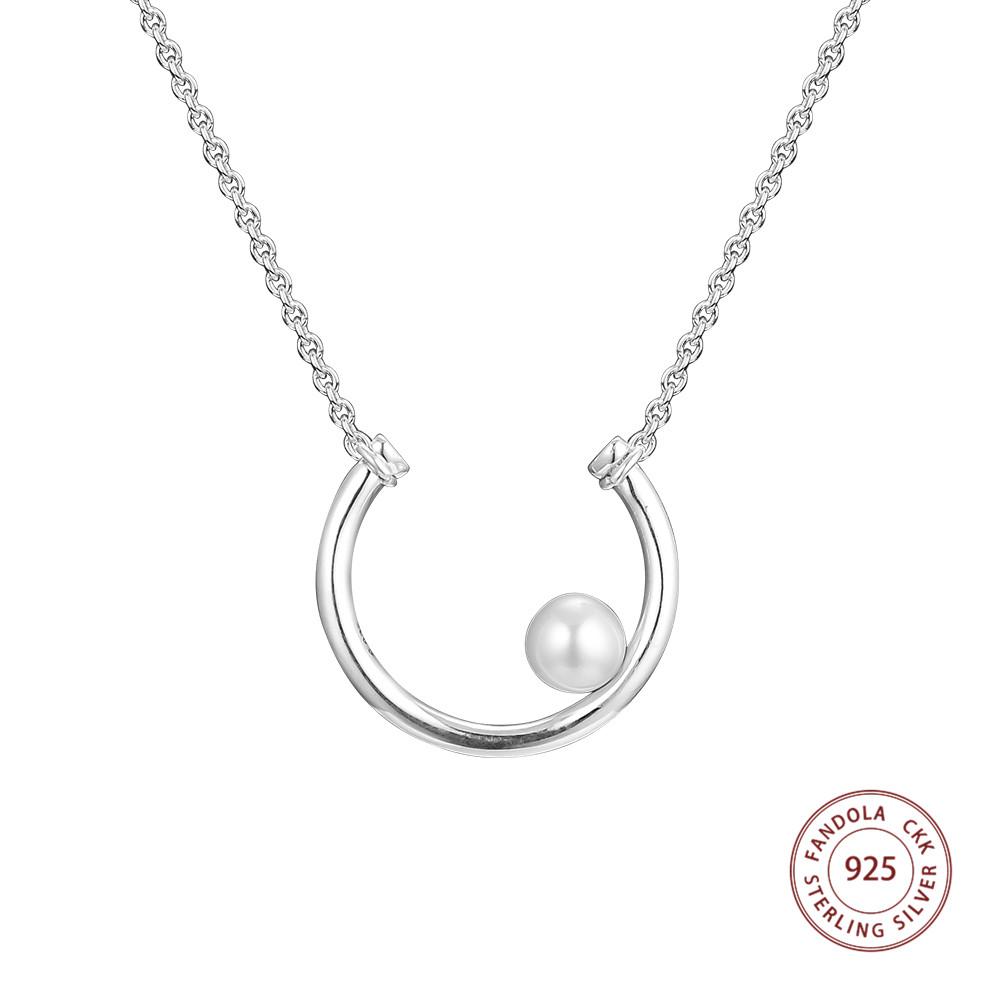 Contemporary Pearl Pendant Necklace 925 Sterling Silver Necklaces for Women Fashion Jewelry Collier Femme