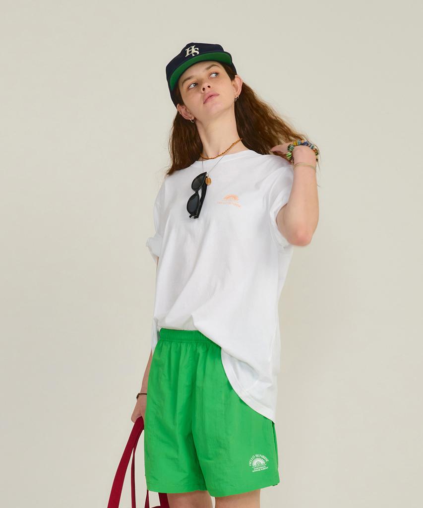HELLO SUNRISE Mini Og Logo Tee_White & Salmon