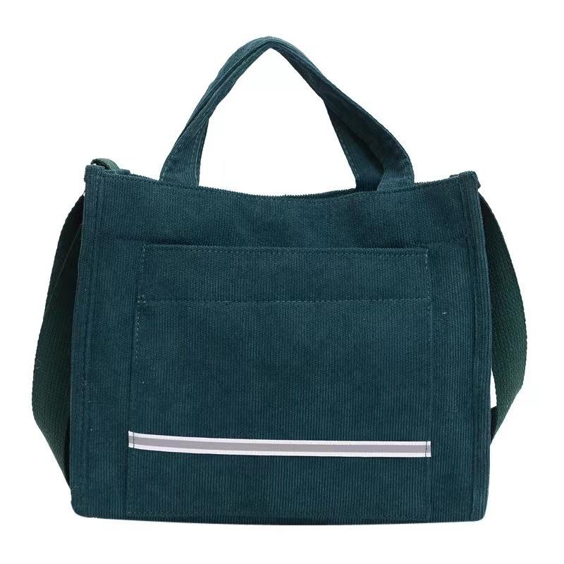 Corduroy Shoulder Bag Female College Student Class Cloth Bag Velvet Bag Portable Messenger Commuter Tote Bag Fashion