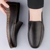 Men's Cross-Border Casual Slip-On Cowhide Shoes - Summer Formal Leather Loafers for Dad, Large Size