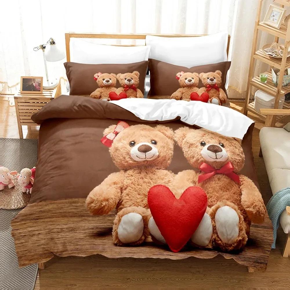 3D Print Teddy Bear Bedding Set Duvet Cover Bed Set Quilt Cover Pillowcase Comforter King Queen Size Boys Adult Bedding Set