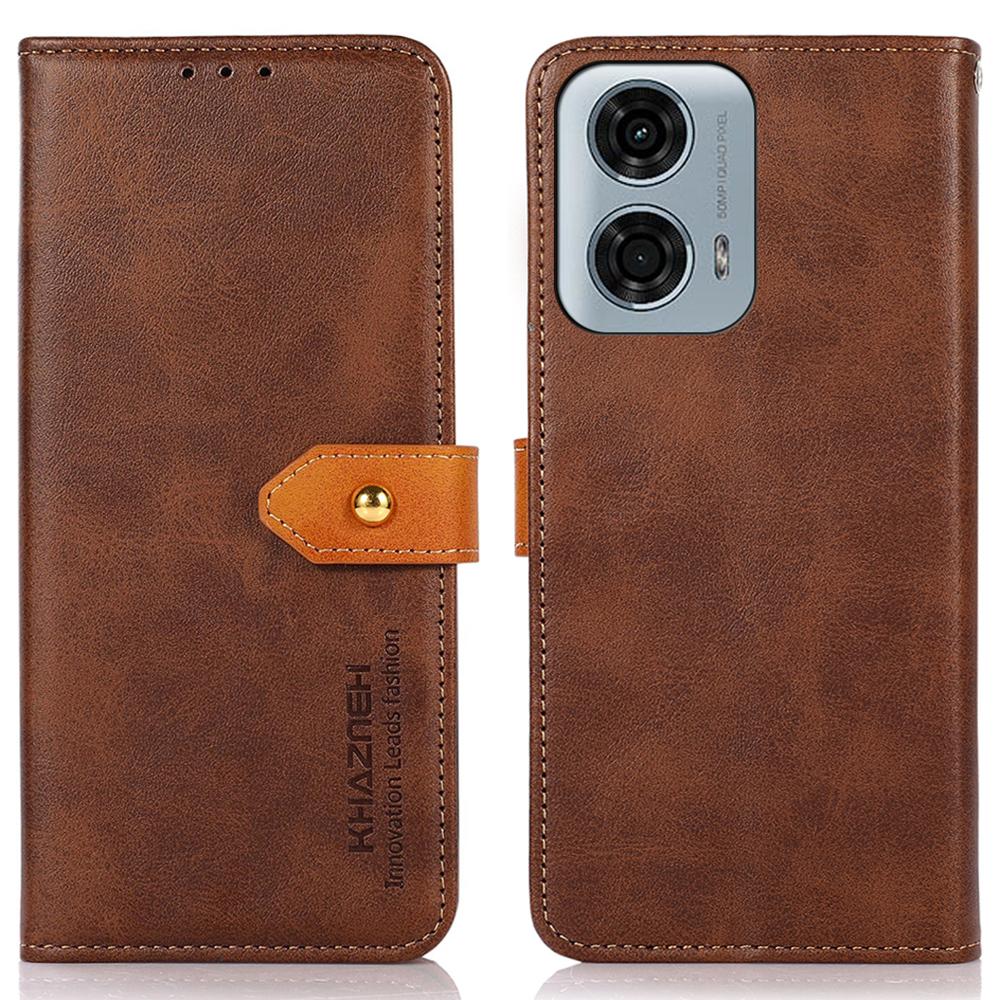 KHAZNEH For Motorola Moto G45 5G/G34 5G Case Golden Buckle Flip Leather Wallet Phone Cover