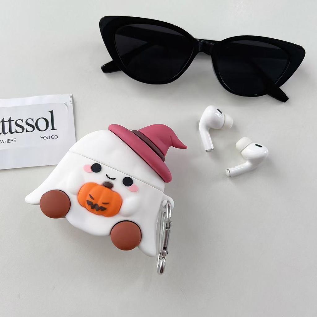 Earphone Case for Airpods 4 3 2 1 Pro2 Pumpkin Ghost Halloween -drop Protective Cover Silicone Headphone Accessories