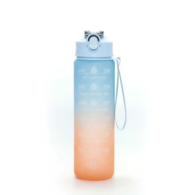 800ml Gradient Sports Water Bottle - Large Capacity with Scale, Outdoor Plastic Cup