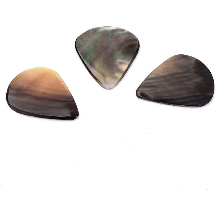 ROSENICE Guitar Picks Plectrums Genuine Shell Pick Set 3PCS (Black)