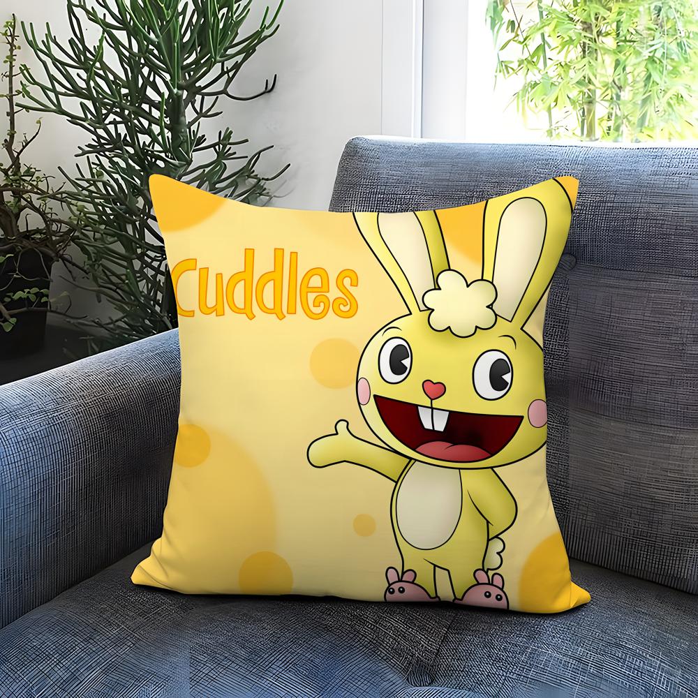 anime Happy Tree Friends Cushion Cover Comfortable Reversible Pillow Cover Ideal for Car Sofa Bedroom & Beyond 12x12Inch