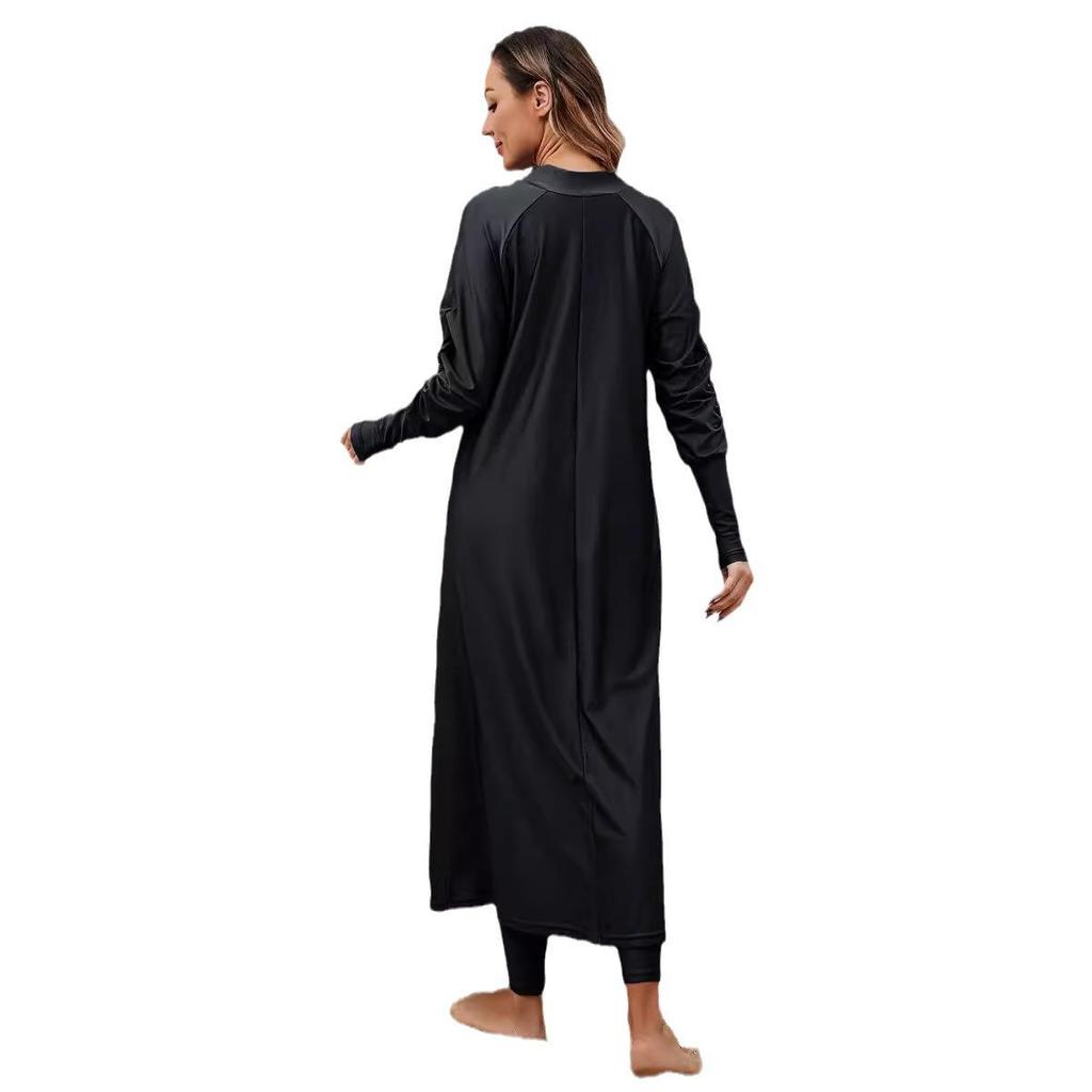 Women's Full-Coverage Long Sleeve Swimsuit Set with Padded Chest for Diving, Surfing, and Sun Protection