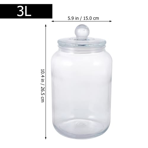 LEDMOMO 3L Glass Canister with Mason Jar Lid Kitchen Canister Food Storage Container Cylinder Bottle for Canned Grain Sugar Tea Coffee Transparent