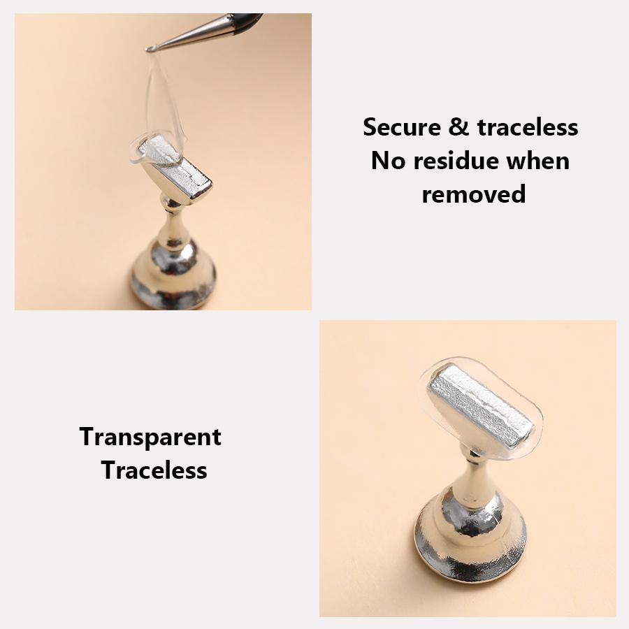 100Pcs Double-Sided Tape for Nail Art Stands Practice Base Fixing, No-Trace Jelly Tape for Wearable Press-On Nails and Display Cards