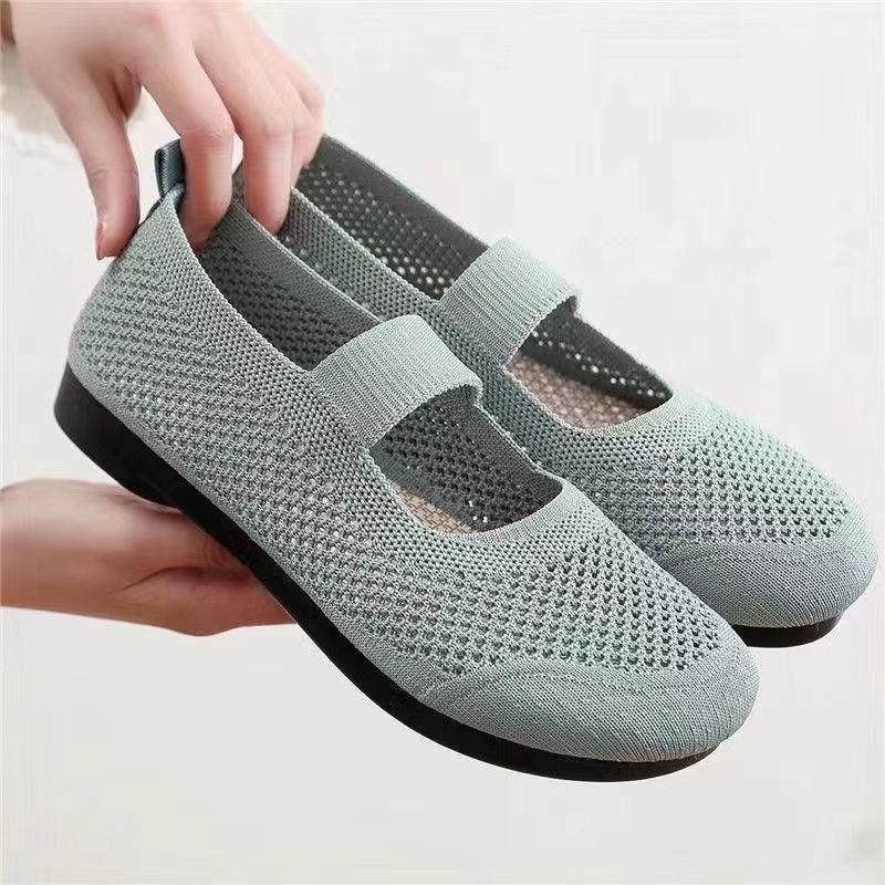 Women's Old Beijing Cloth Shoes, Spring/Autumn, Breathable Mesh, Flyknit Casual, Rubber Sole, Versatile.