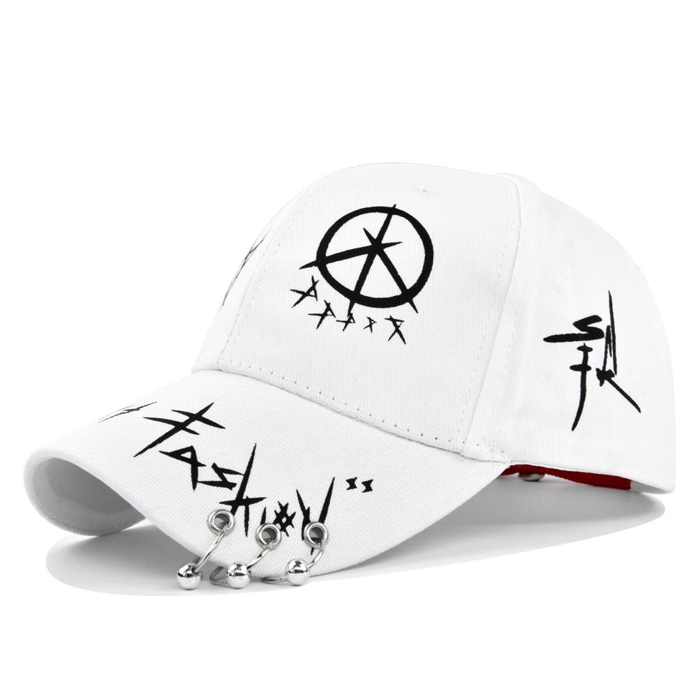 

Tongue Cap Duck Black White Graffiti Print Baseball Cap Made Material Cotton белый