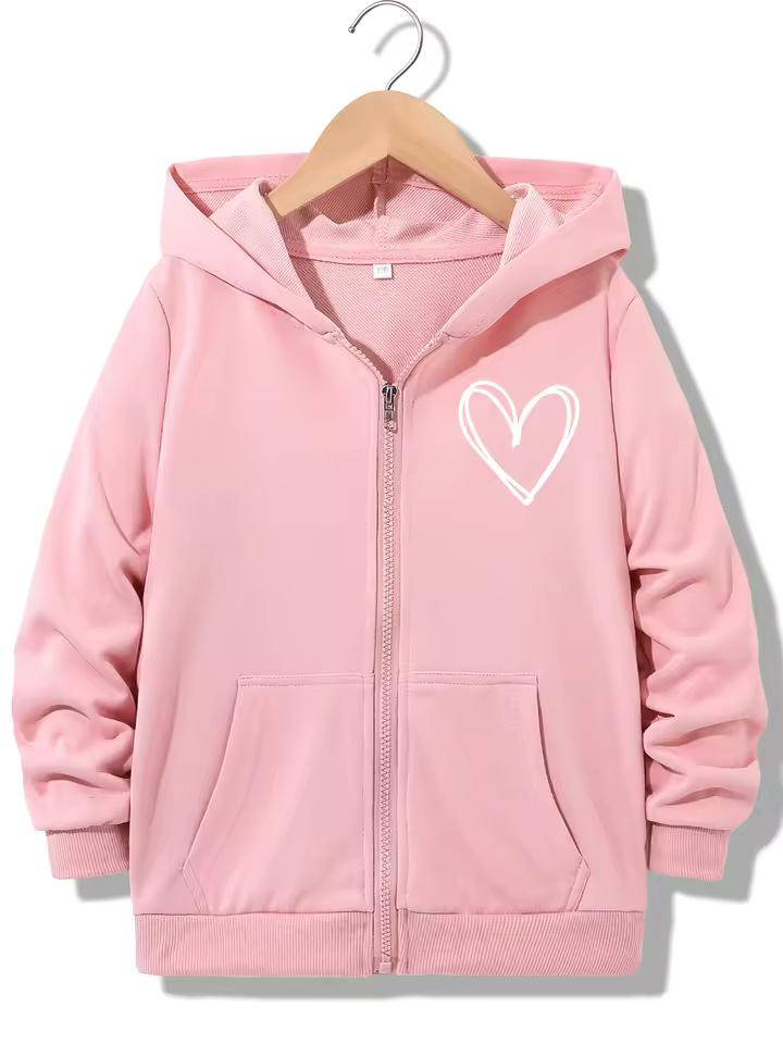 90s Trendy Heart Letter Zipper Hoodie for Boys & Girls - Fashionable Y2K Casual Jacket