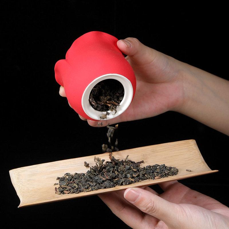 Ceramic Tea Jar Rose Tea Caddy Storage Tank Moisture-proof Sealed Tea Canister Simulation Flower Storage Jar and Lids Candy Pots