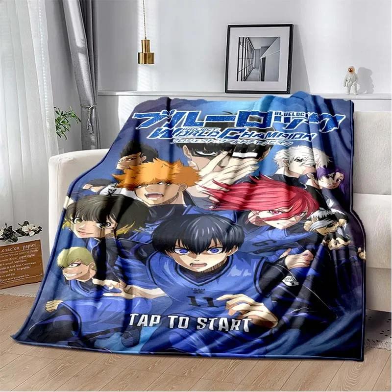 Japanese Cartoon Anime Blue Lock Flannel Throw Blanket Adult Kid Winter Warm Blanket for Bedroom Living Room Sofa Travel Picnic