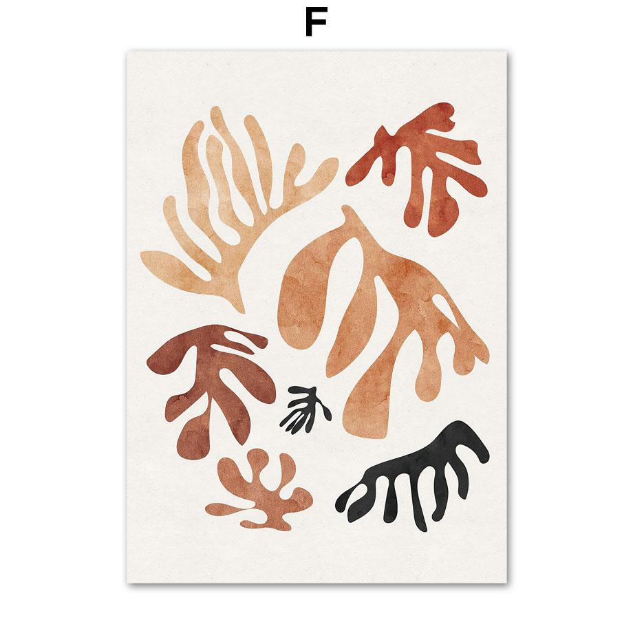 Boho Abstract Geometric Lines Coral Leaves Wall Art Canvas Painting Nordic Posters And Print Wall Pictures For Living Room Decor