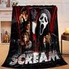 1PC Scr-eam Horror Movie Flannel Blanket Gift, Suitable for Both Men And Women, Soft Ideal for Beds And Sofa, Birthday Or Christmas Gift