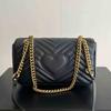 Double G * Marmont Love Shoulder Chain Bag With Wave Pattern Cowhide Grid
