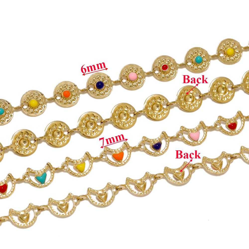 1 Meter Stainless Steel Sun Enamel Colorful Moon Chains for Jewelry Making DIY Women Necklaces Supplies Bracelets Accessories
