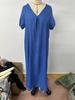 2025 Casual Spring/Summer V-Neck Solid Color Cotton Linen Short Sleeve Dress