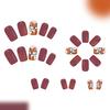 Stylish Red Brown Squirrel Pattern Press On Nail With Maple Designs Durability Plastic Artificial Nail For Women