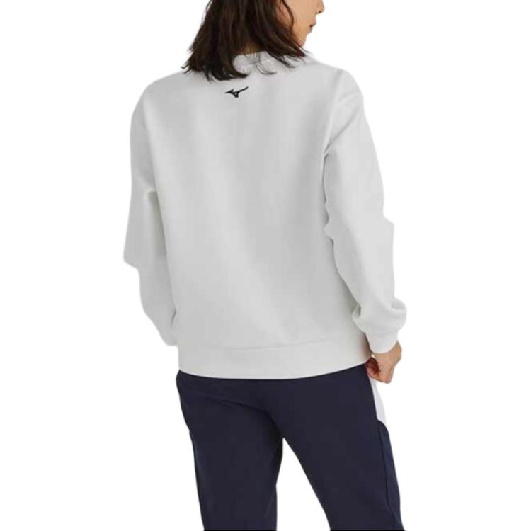 Mizuno Logo Design Versatile Casual Round Neck Long Sleeve Sweatshirt Women sweatshirt White K2CC22A3