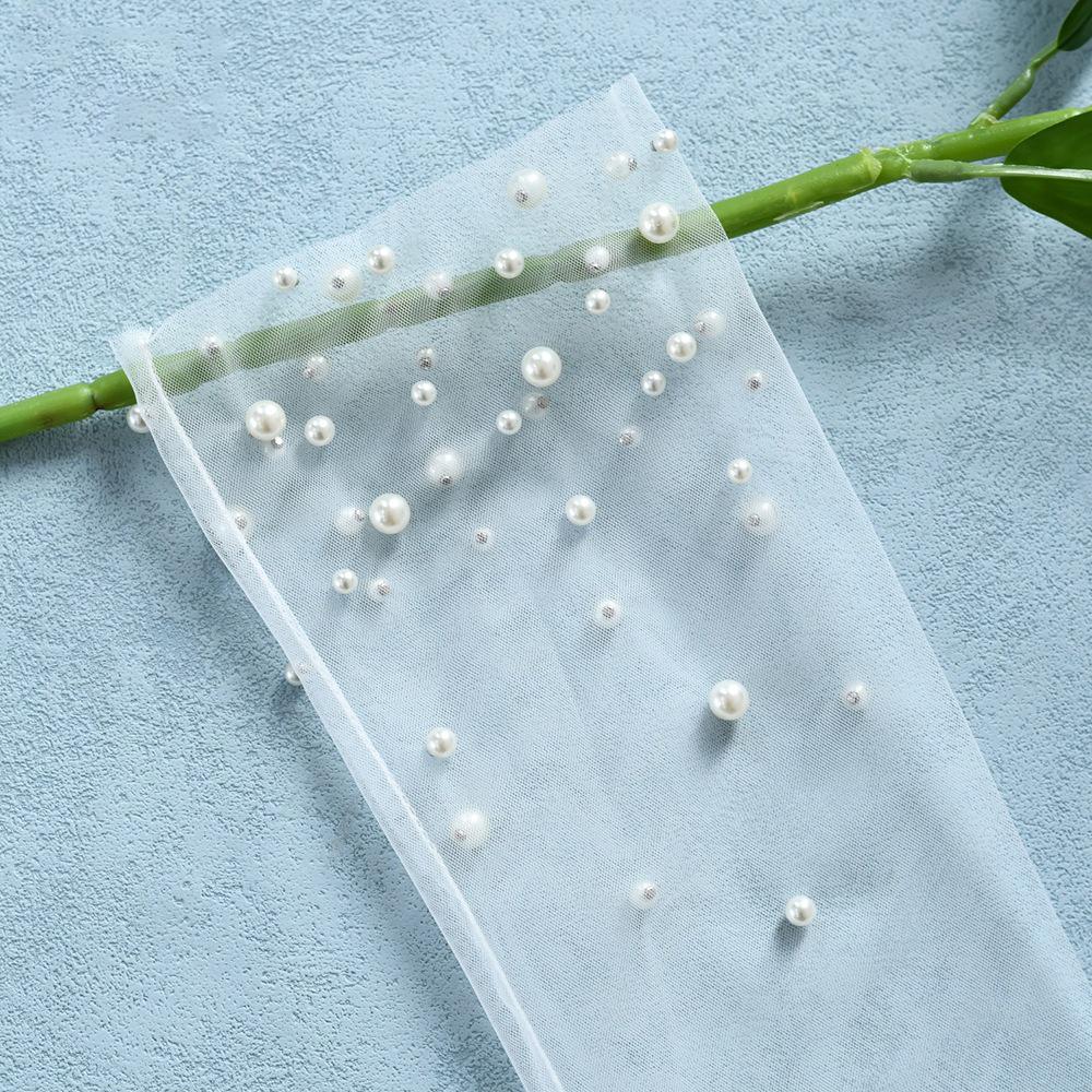 Pearl Mesh Bridal Wedding Dress Tulle Gloves Long Dinner Party Sheer Gloves Travel Pography Accessories