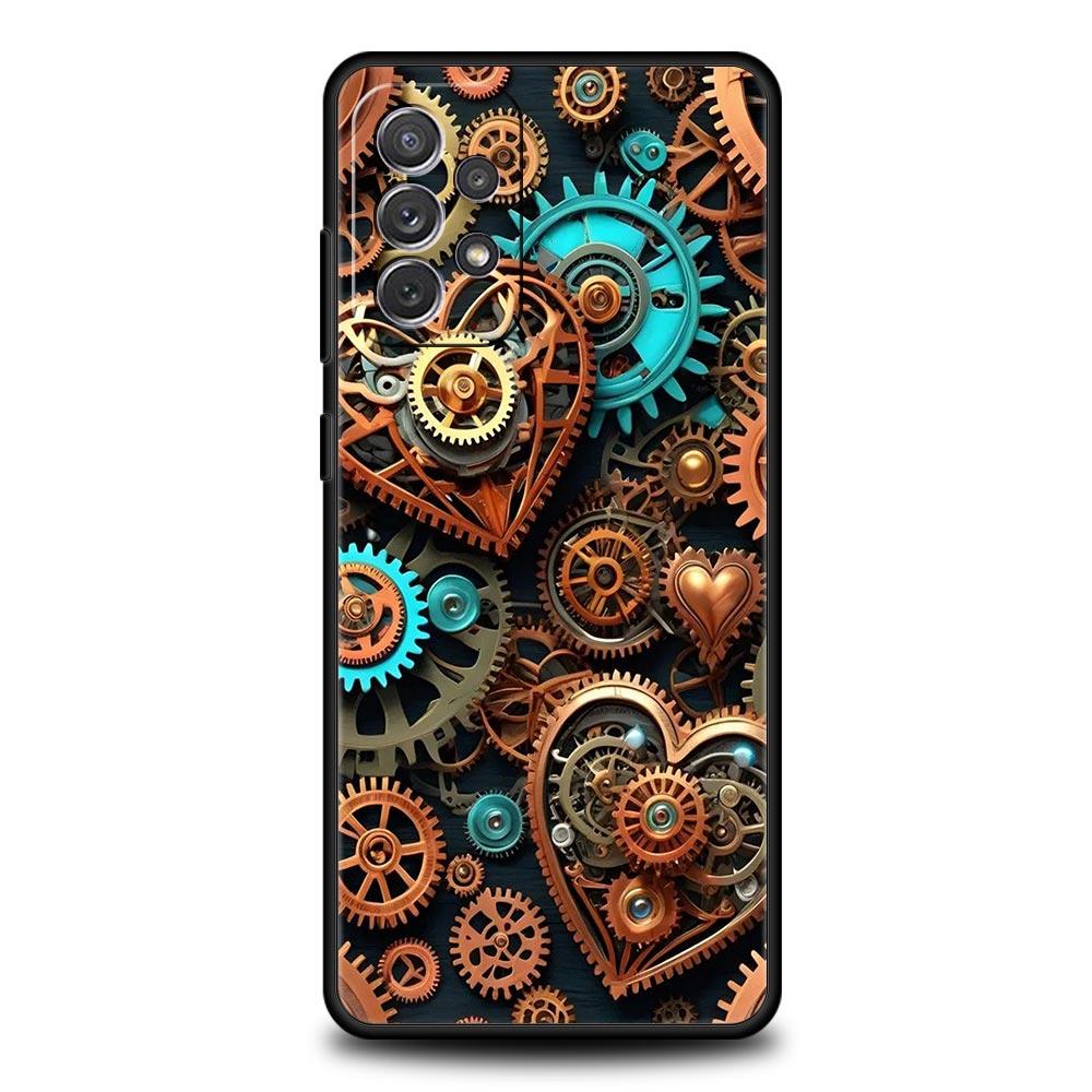 

Mechanical Gear Pattern Phone Case for Samsung Galaxy A55 A35 A17 A07 A15 A13 A25 A51 A71 A72 A73 A32 A52 A52S A41 5G Soft TPU Samsung A13 5G