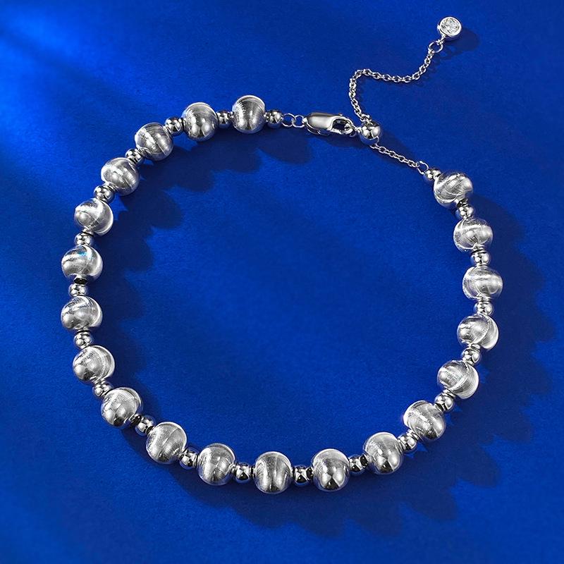 

S925 Sterling Silver Cat s Eye Beaded Bracelet for Women - Minimalist Light Luxury Design Adjustable