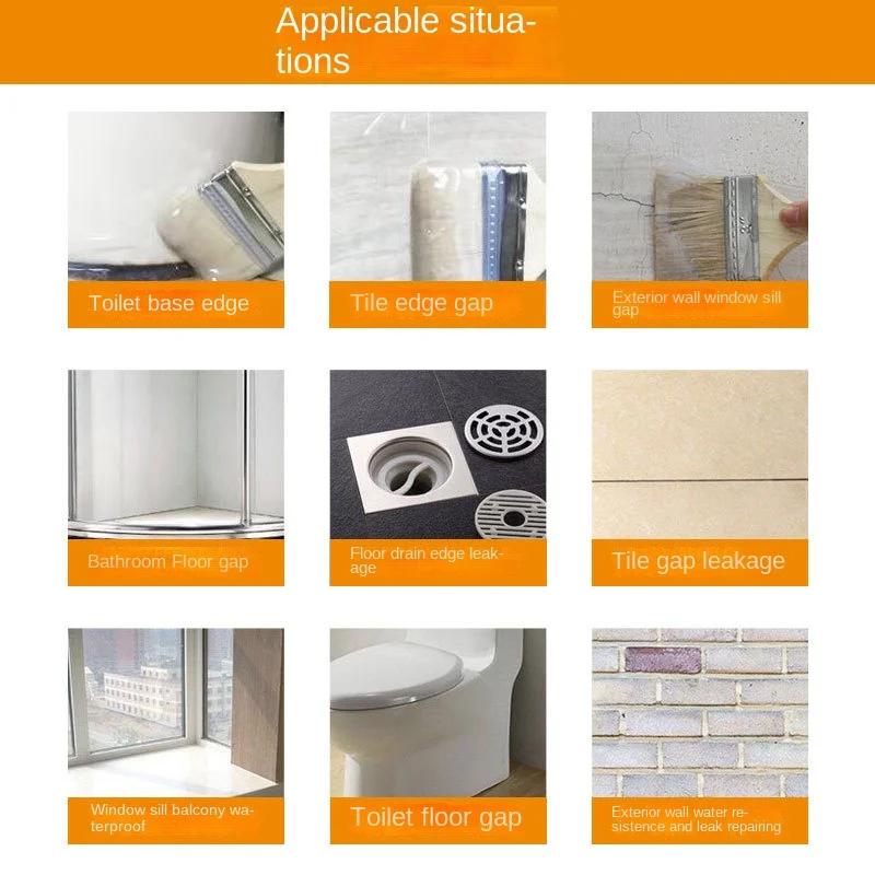 150g-1000g Transparent Waterproof Glue One-component Waterproof Paint Glue Exterior Wall Bathroom Floor Tile Waterproof Material