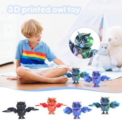 3D Printed Exquisite Owl 3D Owl Cute Ornaments Toy Doll Woodpecker Colorful Bird Crafts Ornaments