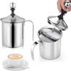 Stainless Steel Manual Milk Frother, Hand Pump Coffee Frother with Filter Screen for Cappuccino Coffee Latte Hot Chocolate (19oz/400ml) - Send Goods