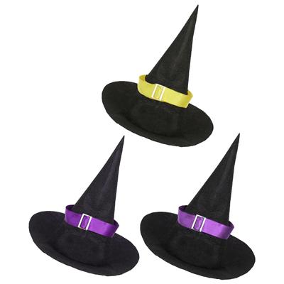 Costum de vrăjitoare pentru fete pentru copii, pălărie ascuțită cu panglică și cataramă pentru performanță de costume de Halloween