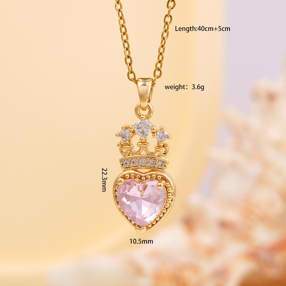 

Stainless Steel Chain Fashion Large Zircon Heart Crown Pendant Necklaces for Women Men Shiny Charm Jewelry Accessories Gifts