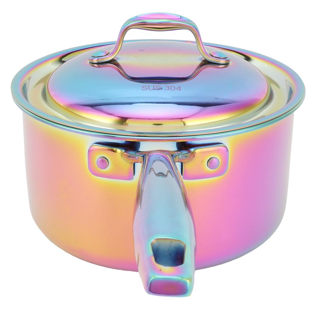 Stainless Steel Thickened Milk Pot with Lid Compound 3‑Layer Bottom Complementary Food Pot