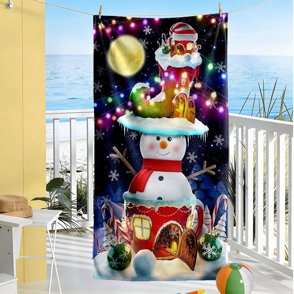 Christmas Beach Towel Super Soft & Absorbent Comfortable Lightweight Suitable for Sports, Travel, Swimming, Yoga, Bathroom, Beach, And Pool