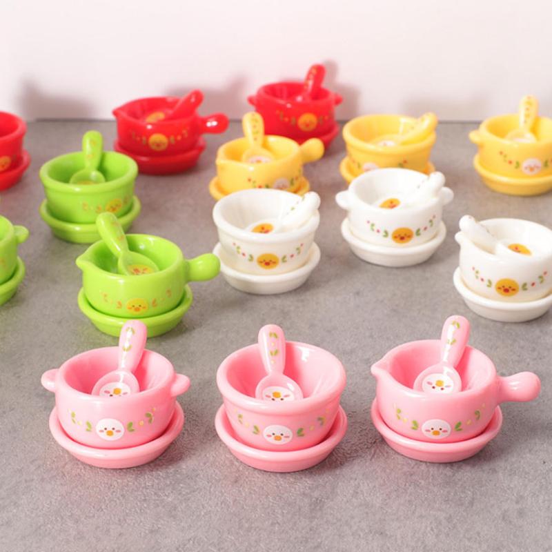 3Pcs 1/12 Dollhouse Mini Instant Noodles Bowl Plates Dishes Model Simulation Kitchen Decoration Doll House Pretend Play Toys