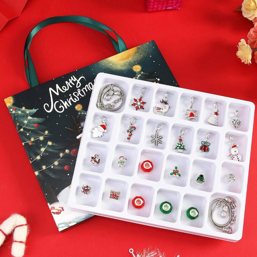Silberner Weihnachts-Countdown-Kalender: DIY Perlenhandtasche & Schmuckgeschenk Blindbox für Frauen